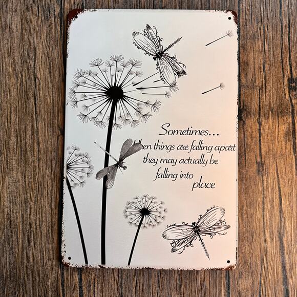 Wall Hanging Sign Metal Sign Dragonfly Dandelion Encouragement NEW FAST SHIP - Picture 2 of 3